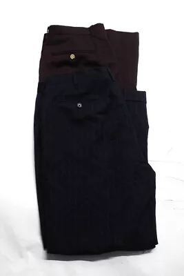 1818 Madison Mens Wool Pleated Pinstriped Tapered Dress Pants Blue Size 46 Lot 2 • $2.99