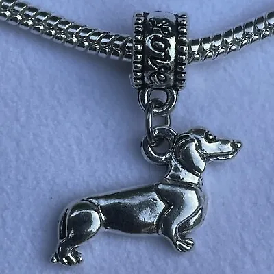 Dachshund Love Jewelry Weiner Dog Puppy Charm European Bracelet Necklace Pendant • $2.99