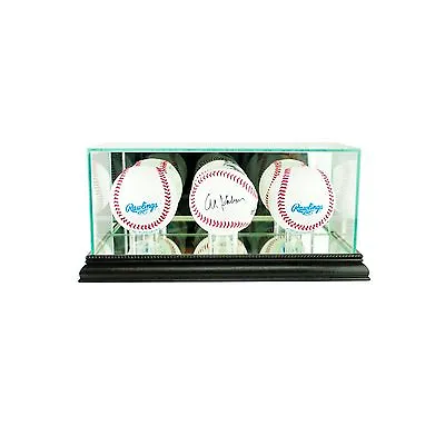 *New Triple 3 Baseball Glass Display Case Black Molding FREE SHIPPING UV • $40.82