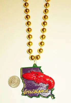 New Orleans Mardi Gras Louisiana State With Crawfish Charm Bead Necklace • $7.99