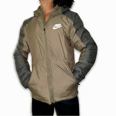Rare Nike NSW Down Bubble Nylon Jacket Coat Heavy Brown Beige Nylon Small • $129.99