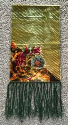 Antique/Vintage Floral Velvet Table Runner W/Long Fringe 10 3/4 X 48  Textured • $29.99