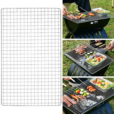 BBQ Mesh Grate Galvanized Metal Wire Camping Outdoor Barbecue Grill Mat Grid Net • £8.95