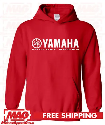 YAMAHA FACTORY RACING RED HOODIE Motocross Hooded Sweatshirt ATV OEM R1 R6 • $34.99