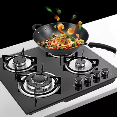 23  4 Burners LPG/NG Gas Cooktop Built-in Stove Tempered Glass Surface Cooker US • $157.70