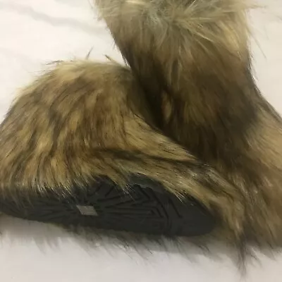 Khaki Fur Yeti Boots Snow Boots Fur Boots Midcalf Boots Faux Fur • £49