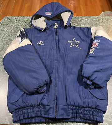 Vintage Dallas Cowboys Logo Athletic NFL Pro Line Puffer Jacket Coat Size Large • $167.97