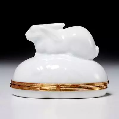 Chamart Limoges France White Porcelain Rabbit Bunny Shaped Trinket Box • $79.99