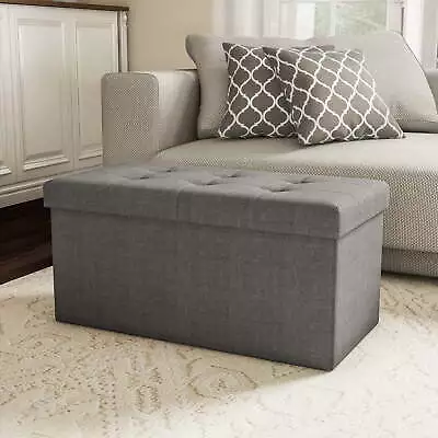 30-inch Folding Storage Ottoman With Removable Bin (Gray) • $24.78