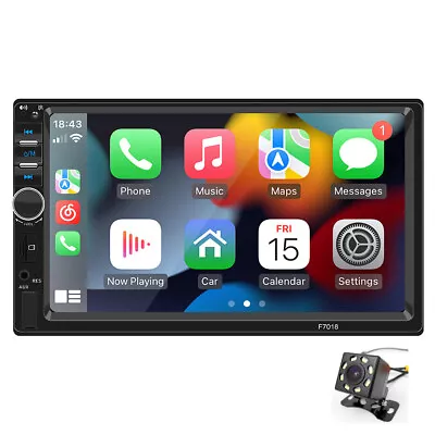 Car MP5 Player Bluetooth Stereo Radio Wired Carplay Android Auto W/8LED Rear Cam • $70.46