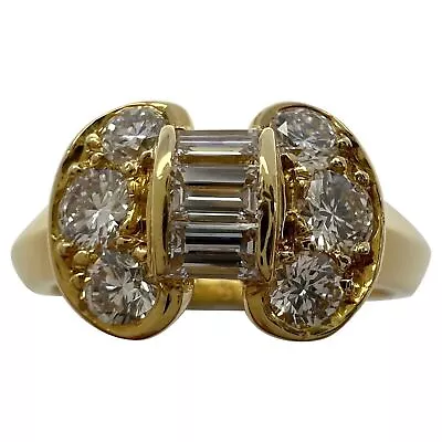 Rare Vintage Van Cleef & Arpels Baguette Diamond Ribbon Bow 18k Yellow Gold Ring • $2984.04