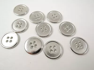 10 X 18mm Silver Metal 4 Holes Sewing Buttons 6/8 Inch • £2.99