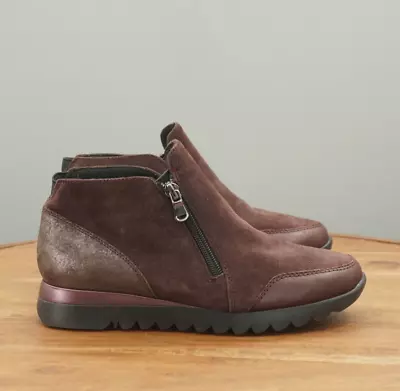 Munro Womens Danika Wedge Ankle Boots  Wine Red  Suede Zip Up Size 6.5M • $20.97