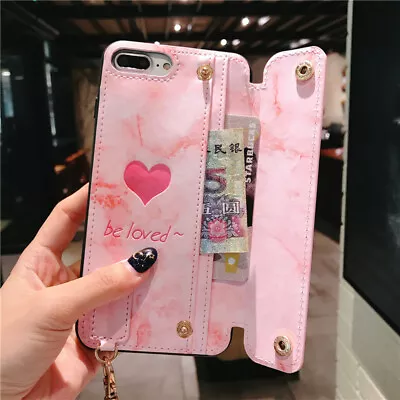 Apple Iphone 11 Mobile Phone Case Pink Wrist Strap Holder Wallet Pu Leather • £4