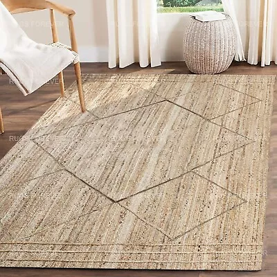 Natural Jute Runner Area Rug Handmade Beige Carpet Living Room Kilim Kitchen Mat • $115.72