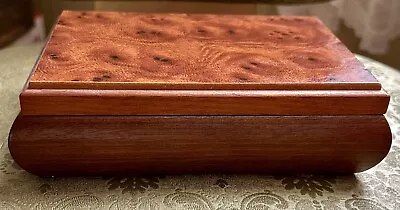 R Powell Wood Jewelry Organizer Trinket Chest Box Rose Velvet Taiwan 4.5” X 6.5” • $19.50