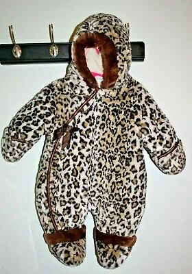 Fantastic Bebe D' Amour Leopard Print Bunting Snowsuit Hooded Baby Girl 3 6 Mo  • $24.95