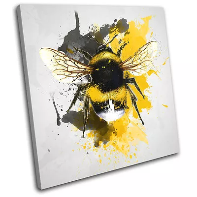 Bee Nature Paint Abstract Animals SINGLE CANVAS WALL ART Picture Print • £19.99