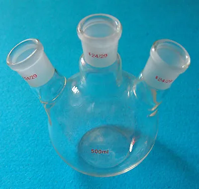 500ml3-Neck24/29Flat Bottom Glass FlaskThree NecksLab Chemistry Vessel • $29.99