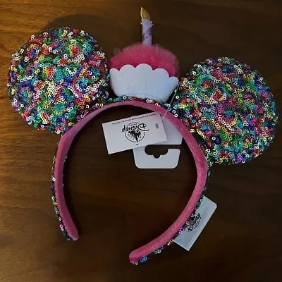 Happy Birthday Minnie Mickey Ears Cupcake Cake Disney Parks Headband Disneyland • $13.98