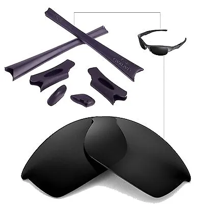 Walleva Polarized Black Replacement Lenses And Rubber Kit For Oakley Flak Jacket • $10