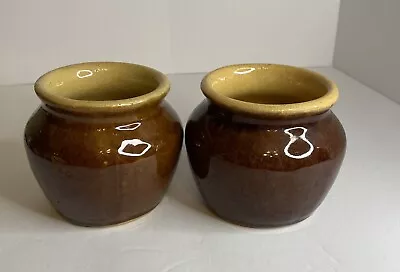 Vintage Heinz 57 Yellow Ware Brown Glaze Bean Pot Lot Of 2 Pieces • $20