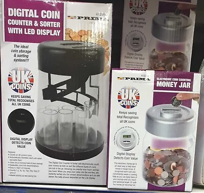 Digital Coin Counter And Sorter Money Jar Change Counting Organise Lcd Display • £11.99