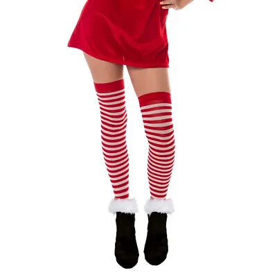 £2.99 • Buy Stockings Christmas Elf Red And White Striped Hold Ups Santa Sexy Hot Tights 