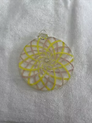 Vintage Hand Blown Spiral Design Ornament Pink & Yellow 3” Diameter Vitrix 1997 • $27