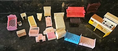 Vintage Plastic Doll House Furniture Lot Including Tomy And Ideal • $14