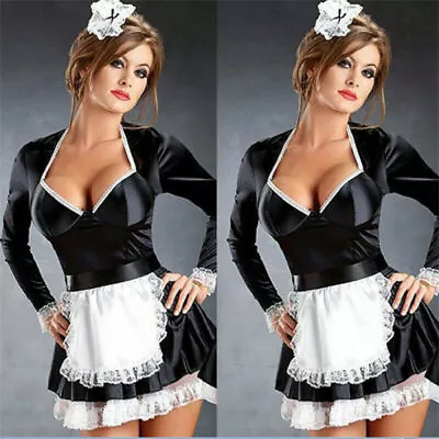 M-4XL Black French Maid Waitress Fancy Dress Servant Beer Wench Girl Outfit . • £6.06