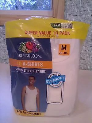 Fruit Of The Loom Men's White Tank A-Shirts Super Value 10 Pack Size M New! • $29.99