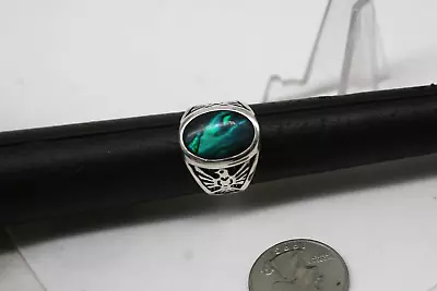 Navajo WM © Sterling Paua Abalone Shell Thunderbird Arrowhead Men’s Ring Sz 10.7 • $140