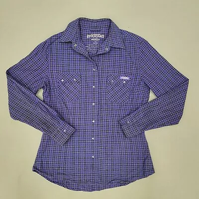 RM Williams Womens Longsleeve Shirt Size 8 Purple Check 100% Cotton • $20.80