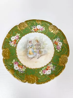 Limoges Lewis Strauss LS&S France Floral Couple Decorated Cabinet Plate • £47.49