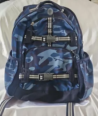 Pottery Barn Backpack Boys Blue Camo Camouflage 4 Zip Pockets Laptop Space • $0.99