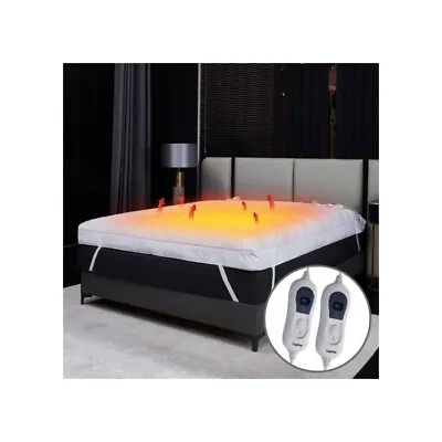 Dual Control 4 Inch Luxury Thick Heated Mattress Topper • £89.99