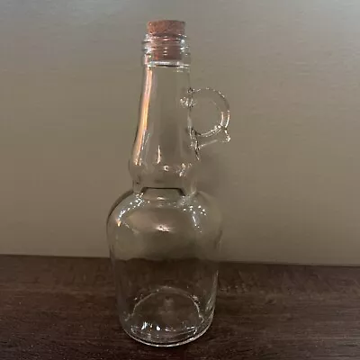 VINTAGE Medium Size CLEAR GLASS BOTTLE With Cork Stopper • $6.50