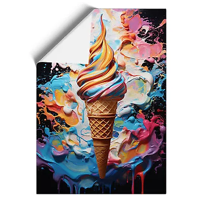 Ice Cream Gestural No.2 Wall Art Print Framed Canvas Picture Poster Decor • £18.95