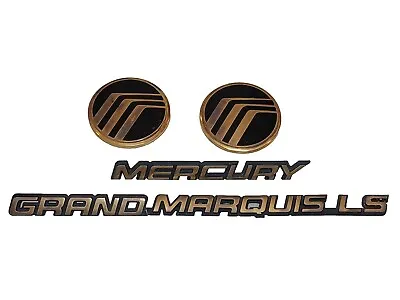 ⚙️ Gold Mercury Grand Marquis Ls Rear Trunk Side Emblem Logo Badge Lot Set Oem  • $57