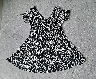 Size 22 Monochrome Black & Cream Tea Dance Dress A Line Wrap Bust London Times • £9.99