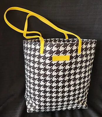 Vera Bradley HELLO YELLOW Midnight Houndstooth Stylish Tote Bag 13”x 15”x 5” EUC • $19.95