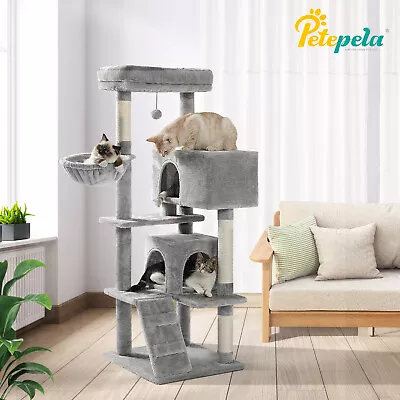 PETEPELA Cat Tree Scratching Post Scratcher Tower Condo Toys Large Cat House Bed • $89.99