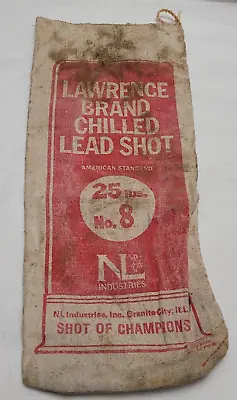 Vintage Empty Canvas Bag Lawrence Brand No 8 Chilled Lead Shot Made USA • $7.95