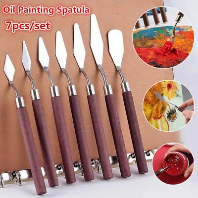 7Pcs Stainless Steel Oil Painting Knives Artist Spatula Palette Knife Scraper • £6.32