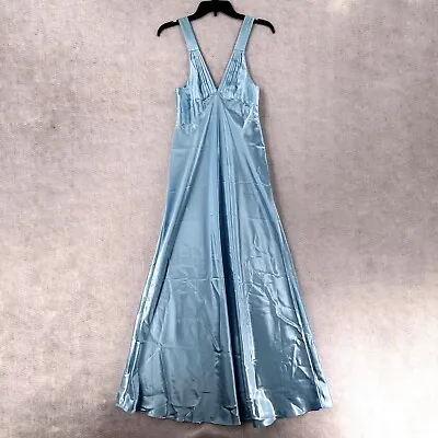 VTG Fredericks Of Hollywood Satin Maxi Slip Dress Womens MED Nightgown Blue • £38.59