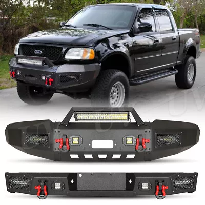 Aaiwa Steel Front/Rear Bumper With Winch Plate&LED Light For 1997-2003 Ford F150 • $598.49