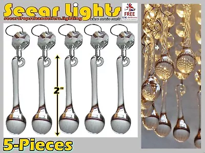 5 Wedding Glass Crystals Drops Orb Wedding Party Beads Droplets Light Lamp Parts • £18.99