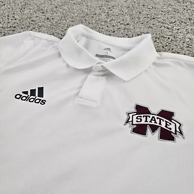 Mississippi State Bulldogs Shirt Mens Small S White Adidas Climacool Lightweight • $5