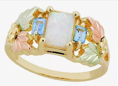 Black Hills Gold 10k Landstrom’s Lab Created Opal Topaz Ring Size 6 • $249